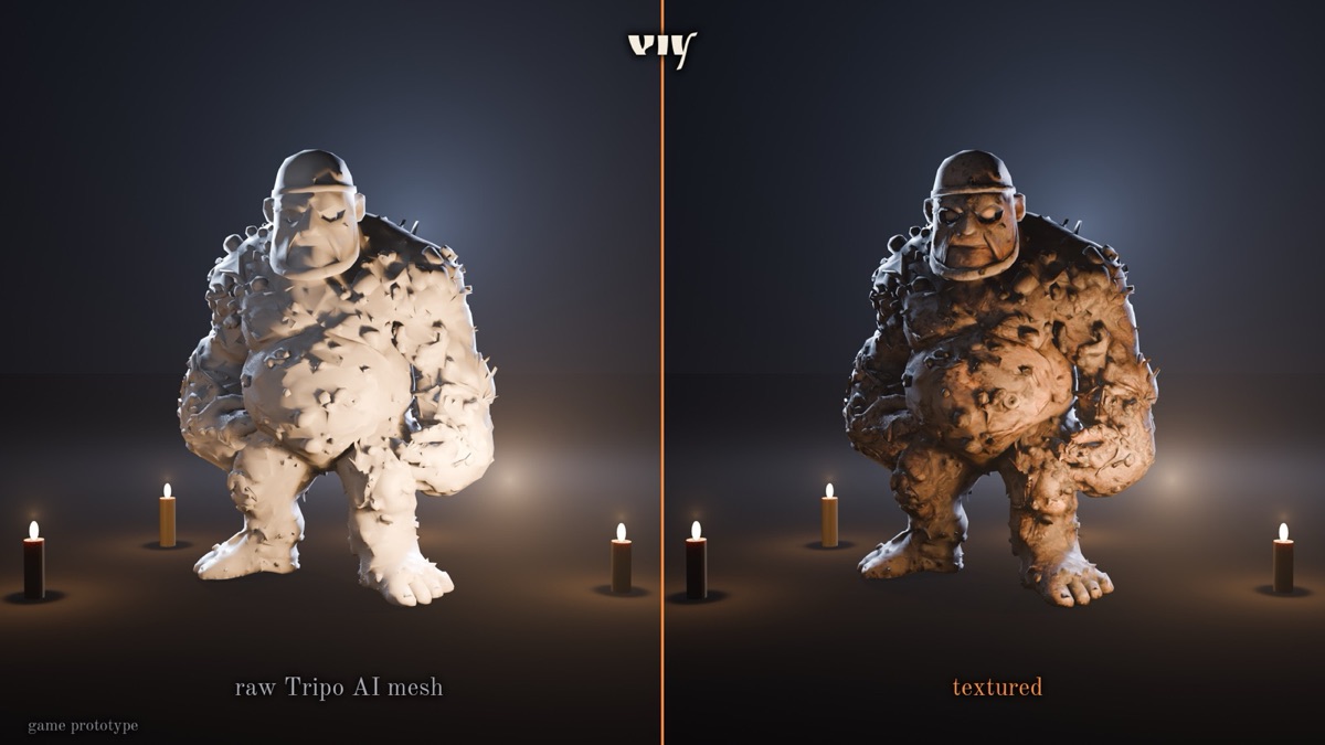 Viy: grey clay mesh and textured model